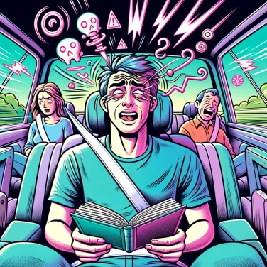 Explica por qué algunas personas tienen náuseas al leer en un coche?