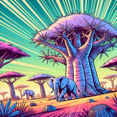 Explica por qué algunos árboles baobab tienen defensas contra los elefantes.