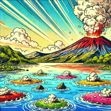 Explica por qué algunos lagos volcánicos son ácidos y coloridos.