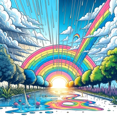 Explica por qué aparecen los arcos iris después de la lluvia.