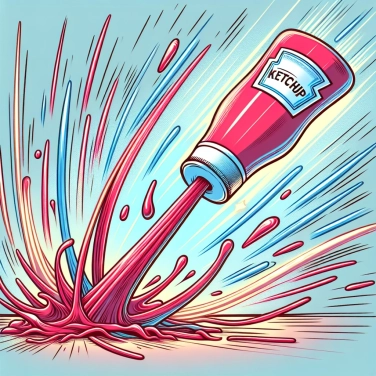 Explica por qué el ketchup fluye de repente después de haber estado bloqueado.