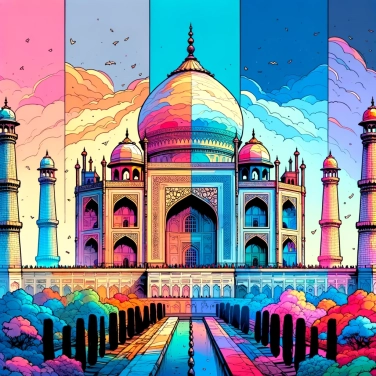Explica por qué el Taj Mahal cambia de color a lo largo del día.