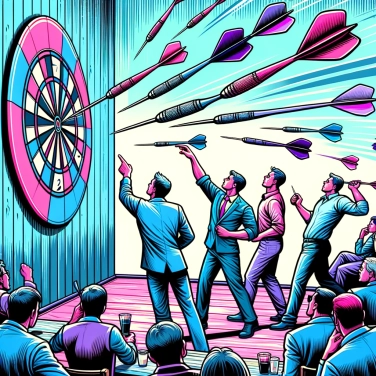 Explica por qué es difícil ganar en el juego de dardos.