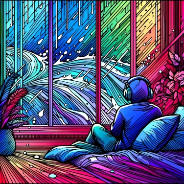 Explica por qué escuchar el sonido de la lluvia puede favorecer la relajación.