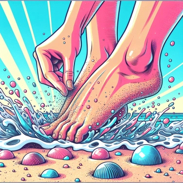 Explica por qué la arena se pega a los pies húmedos en la playa.