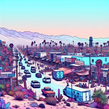 Explica por qué la ciudad de Slab City (en los Estados Unidos) atrae a tantos marginados y artistas en el desierto.