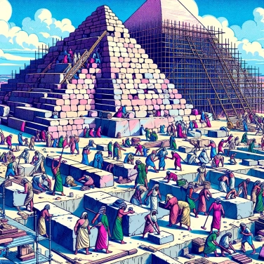 Explica por qué la construcción de las pirámides egipcias requirió tanto mano de obra y tiempo.