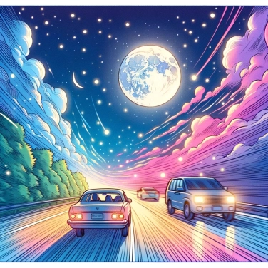 Explica por qué la luna parece seguir nuestro coche cuando estamos conduciendo.