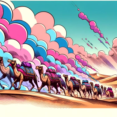 Explica por qué las caravanas de camellos se desplazan en formación precisa.