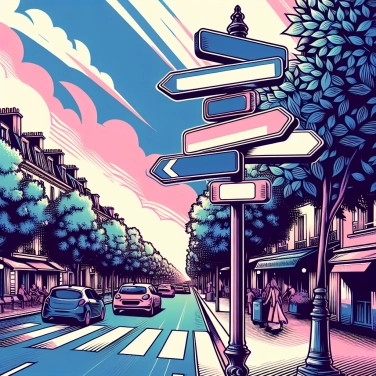 Explica por qué las placas de calle son generalmente azules y blancas en Francia.