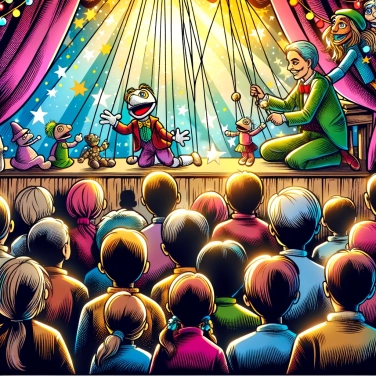 Explica por qué los espectáculos de marionetas son cautivadores para los niños.