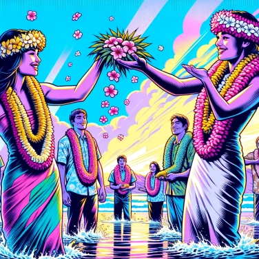 Explica por qué los hawaianos utilizan collares de flores para recibir a los visitantes.