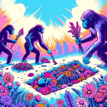 Explica por qué los neandertales enterraban a sus muertos con flores.