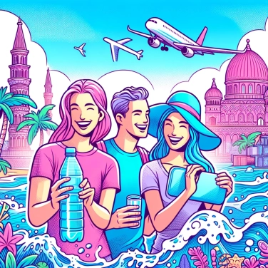 Explica por qué se recomienda beber agua embotellada durante un viaje al extranjero.