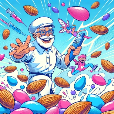 Explica por qué se recomiendan las almendras como tentempié para controlar la glucemia.