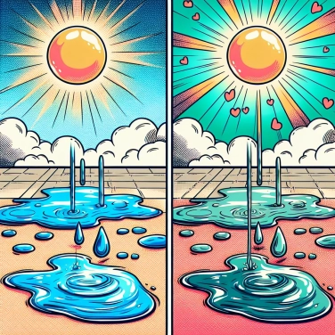 Explica por qué un charco de agua se evapora más rápido al sol que en la sombra.
